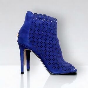 MARC FISHER WOMENS BLUE STUD LACE OPEN TOE HEELS SIZE 7M